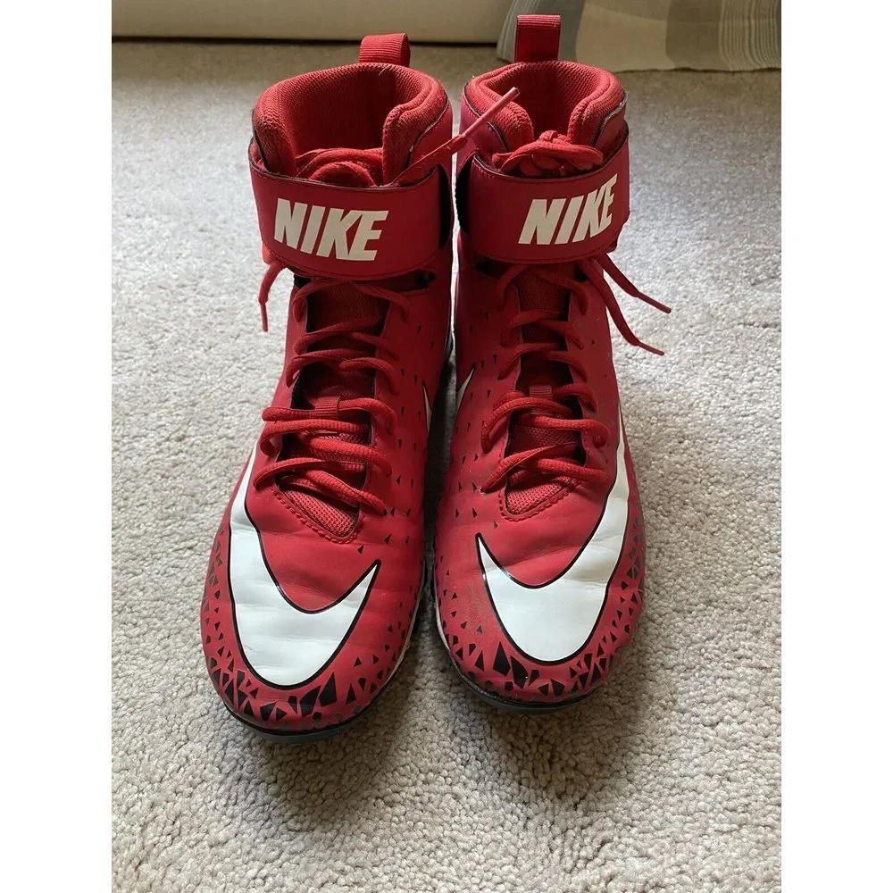 🔥🔥Nike Force Beast Shark Red Black White Football Cleat Men's 9 Strap 880109 - Picture 2 of 6